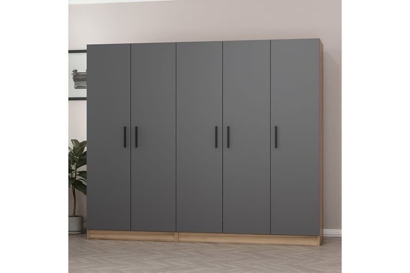 Fruitland Garderob 225 cm - Grå/Brun - Förvaring - Klädförvaring - Garderob & garderobssystem