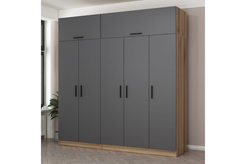 Fruitland Garderob 225 cm - Grå/Brun - Förvaring - Klädförvaring - Garderob & garderobssystem