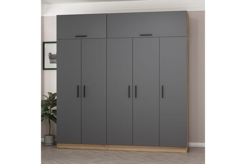 Fruitland Garderob 225 cm - Grå/Brun - Förvaring - Klädförvaring - Garderob & garderobssystem