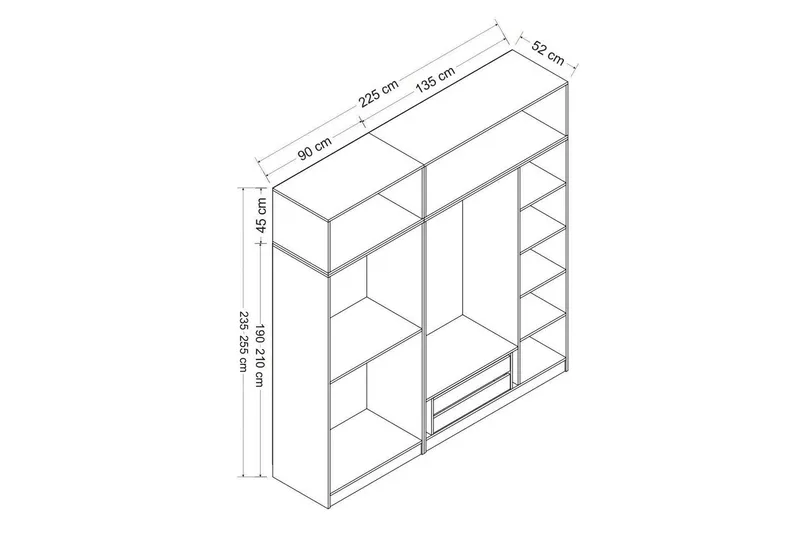 Fruitland Garderob 225 cm - Vit - Förvaring - Klädförvaring - Garderob & garderobssystem