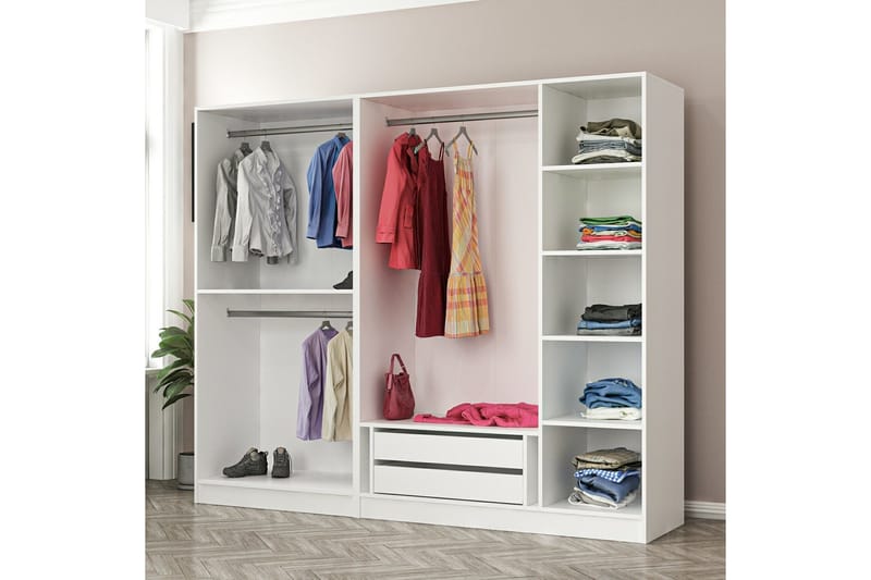 Fruitland Garderob 225 cm - Vit - Förvaring - Klädförvaring - Garderob & garderobssystem