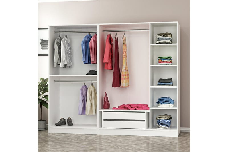 Fruitland Garderob 225 cm - Vit - Förvaring - Klädförvaring - Garderob & garderobssystem