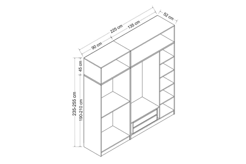 Fruitland Garderob 225 cm - Vit - Förvaring - Klädförvaring - Garderob & garderobssystem