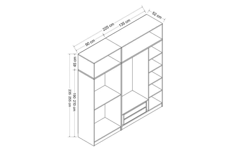 Fruitland Garderob 225 cm - Vit - Förvaring - Klädförvaring - Garderob & garderobssystem
