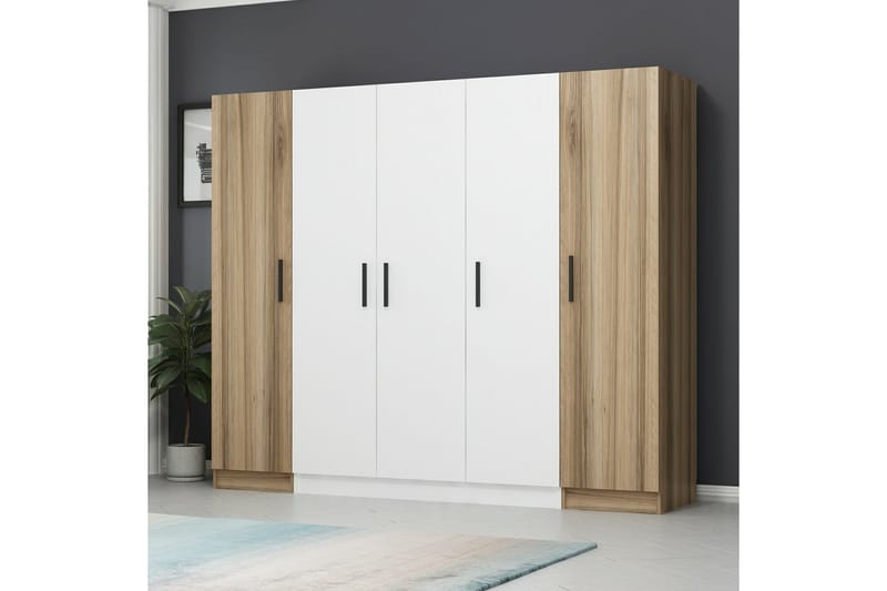 Fruitland Garderob 225 cm - Vit/Brun - Förvaring - Klädförvaring - Garderob & garderobssystem