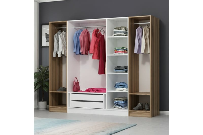 Fruitland Garderob 225 cm - Vit/Brun - Förvaring - Klädförvaring - Garderob & garderobssystem