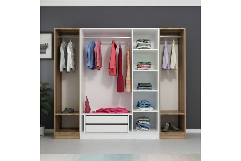 Fruitland Garderob 225 cm - Vit/Brun - Förvaring - Klädförvaring - Garderob & garderobssystem