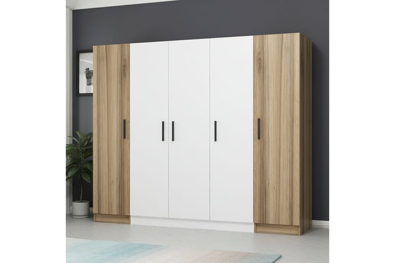 Fruitland Garderob 225 cm - Vit/Brun - Förvaring - Klädförvaring - Garderob & garderobssystem