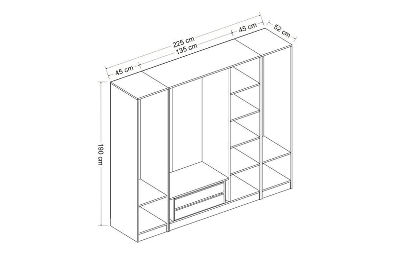 Fruitland Garderob 225 cm - Vit/Brun - Förvaring - Klädförvaring - Garderob & garderobssystem