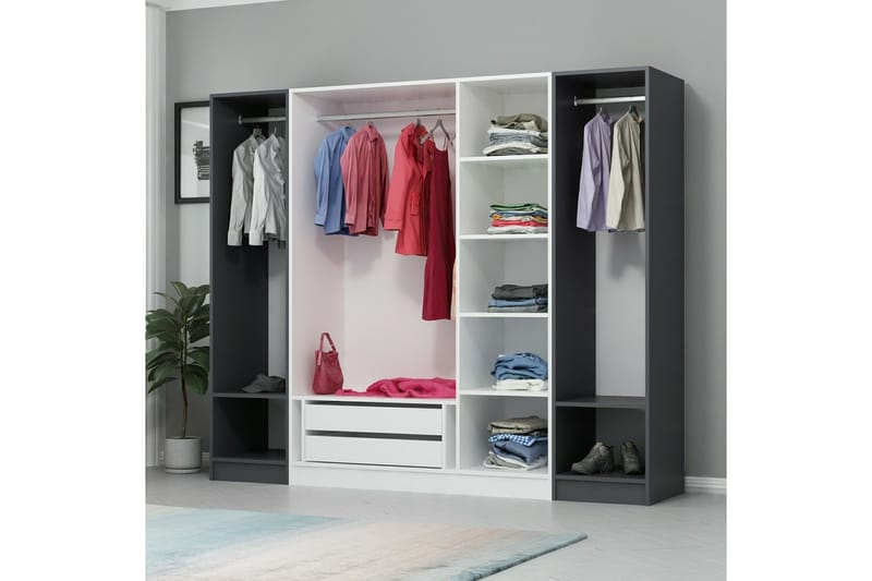 Fruitland Garderob 225 cm - Vit/Grå - Förvaring - Klädförvaring - Garderob & garderobssystem