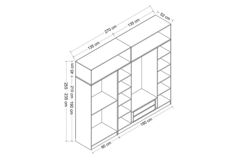 Fruitland Garderob 270 cm - Antracit - Förvaring - Klädförvaring - Garderob & garderobssystem