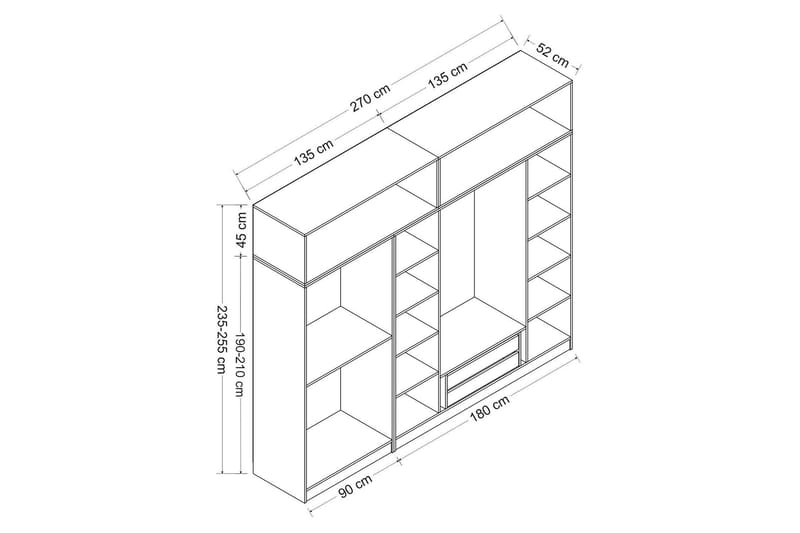 Fruitland Garderob 270 cm - Brun - Förvaring - Klädförvaring - Garderob & garderobssystem