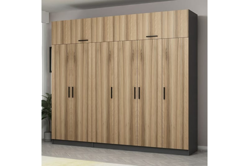 Fruitland Garderob 270 cm - Brun/Grå - Förvaring - Klädförvaring - Garderob & garderobssystem