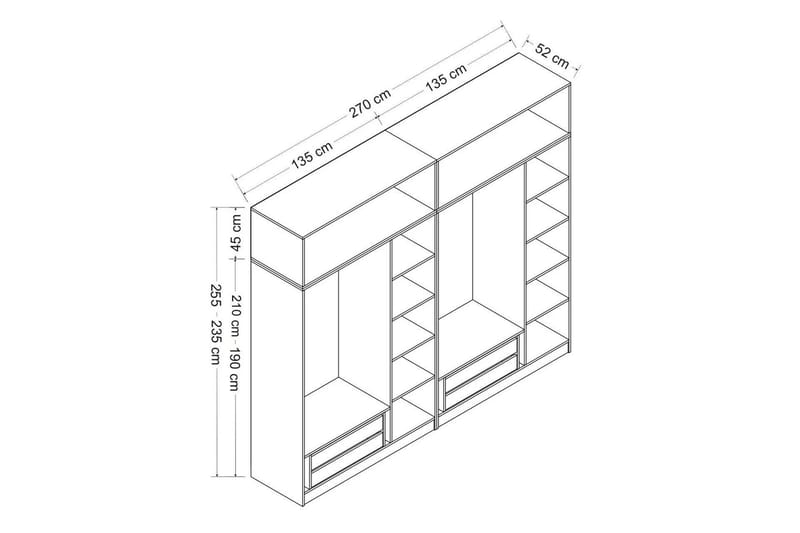 Fruitland Garderob 270 cm - Brun/Grå - Förvaring - Klädförvaring - Garderob & garderobssystem