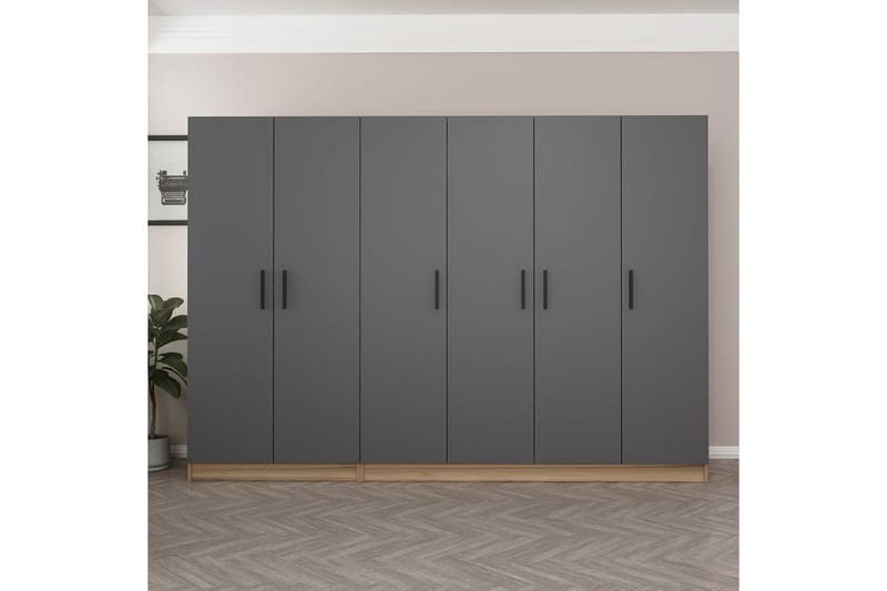 Fruitland Garderob 270 cm - Grå/Brun - Förvaring - Klädförvaring - Garderob & garderobssystem