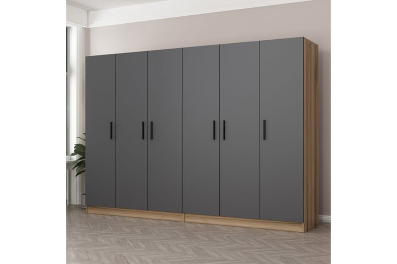 Fruitland Garderob 270 cm - Grå/Brun - Förvaring - Klädförvaring - Garderob & garderobssystem