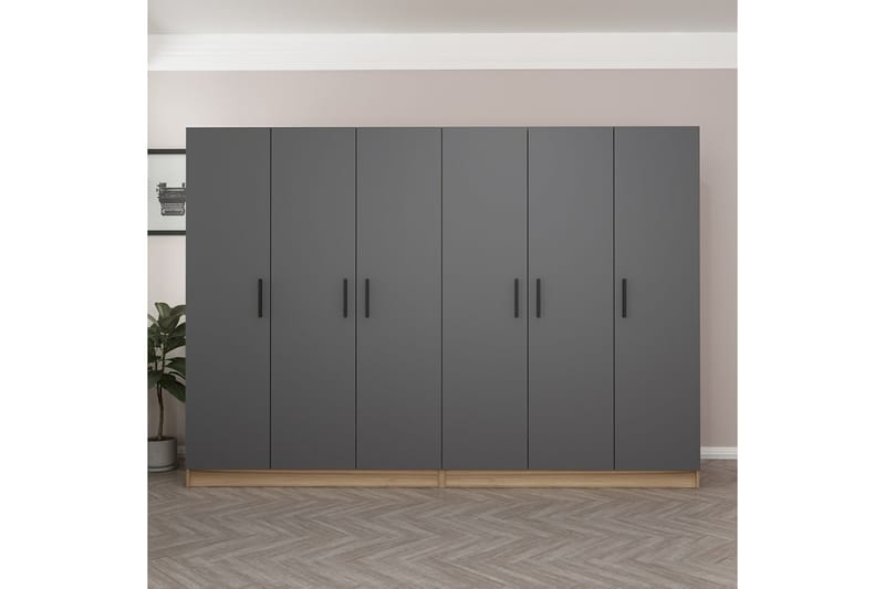 Fruitland Garderob 270 cm - Grå/Brun - Förvaring - Klädförvaring - Garderob & garderobssystem