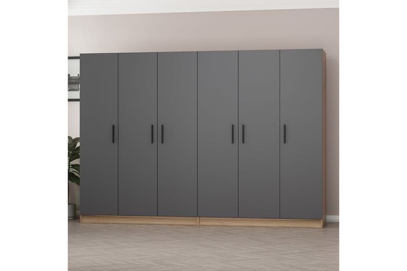 Fruitland Garderob 270 cm - Grå/Brun - Förvaring - Klädförvaring - Garderob & garderobssystem