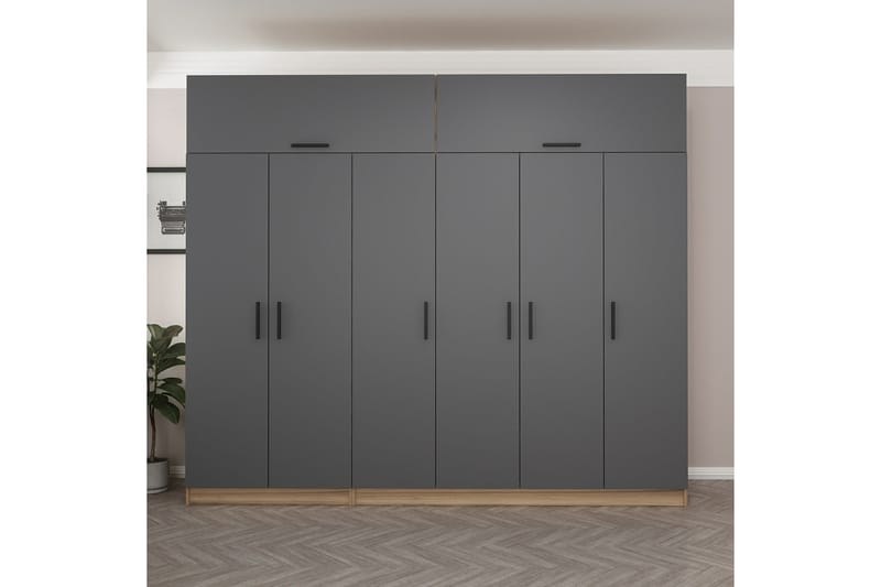 Fruitland Garderob 270 cm - Grå/Brun - Förvaring - Klädförvaring - Garderob & garderobssystem