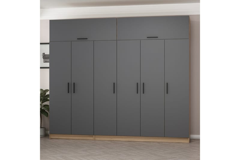 Fruitland Garderob 270 cm - Grå/Brun - Förvaring - Klädförvaring - Garderob & garderobssystem