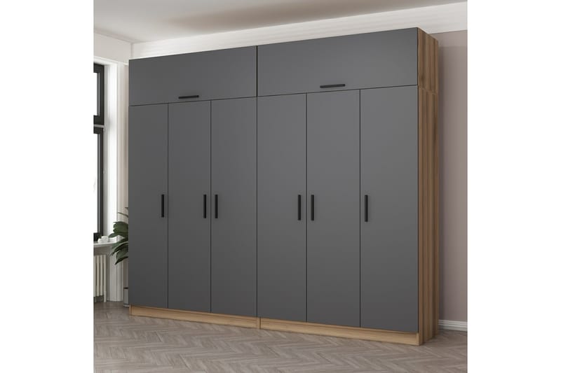 Fruitland Garderob 270 cm - Grå/Brun - Förvaring - Klädförvaring - Garderob & garderobssystem