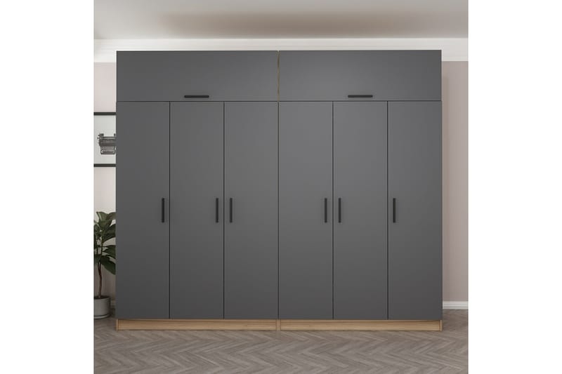 Fruitland Garderob 270 cm - Grå/Brun - Förvaring - Klädförvaring - Garderob & garderobssystem