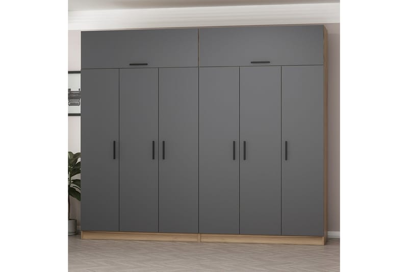Fruitland Garderob 270 cm - Grå/Brun - Förvaring - Klädförvaring - Garderob & garderobssystem