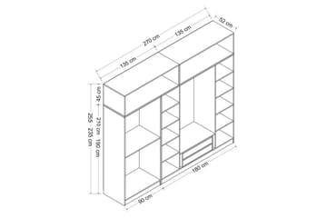 Fruitland Garderob 270 cm - Grå/Vit - Förvaring - Klädförvaring - Garderob & garderobssystem