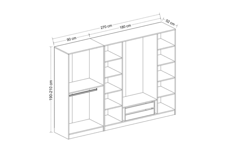 Fruitland Garderob 270 cm - Grå/Vit - Förvaring - Klädförvaring - Garderob & garderobssystem