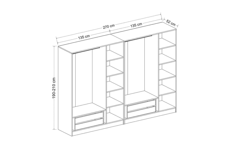 Fruitland Garderob 270 cm - Grå/Vit - Förvaring - Klädförvaring - Garderob & garderobssystem