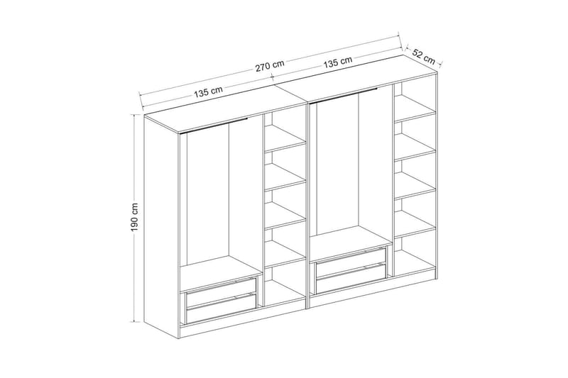 Fruitland Garderob 270 cm - Vit - Förvaring - Klädförvaring - Garderob & garderobssystem