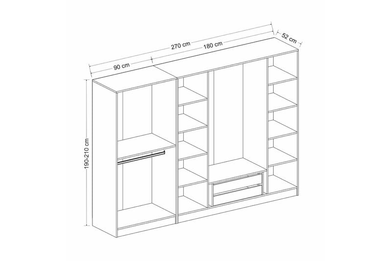 Fruitland Garderob 270 cm - Vit - Förvaring - Klädförvaring - Garderob & garderobssystem