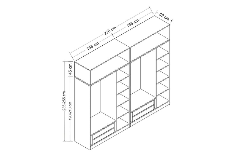 Fruitland Garderob 270 cm - Vit - Förvaring - Klädförvaring - Garderob & garderobssystem