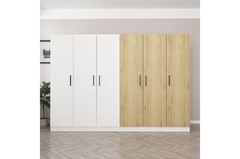 Fruitland Garderob 270 cm - Vit/Brun - Förvaring - Klädförvaring - Garderob & garderobssystem