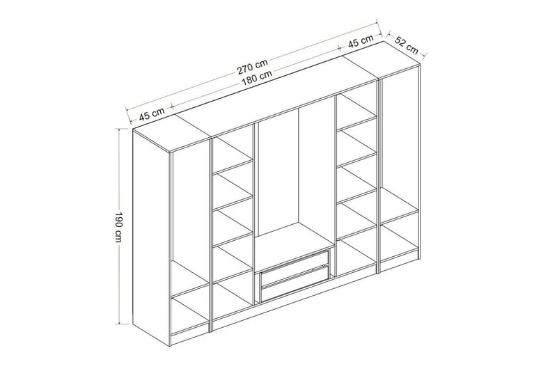 Fruitland Garderob 270 cm - Vit/Brun - Förvaring - Klädförvaring - Garderob & garderobssystem