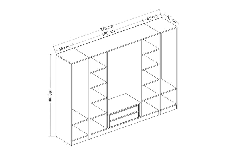 Fruitland Garderob 270 cm - Vit/Grå - Förvaring - Klädförvaring - Garderob & garderobssystem