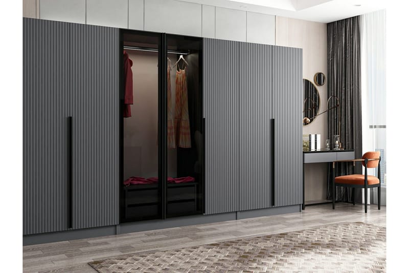 Fruitland Garderob 315 cm - Antracit - Förvaring - Klädförvaring - Garderob & garderobssystem