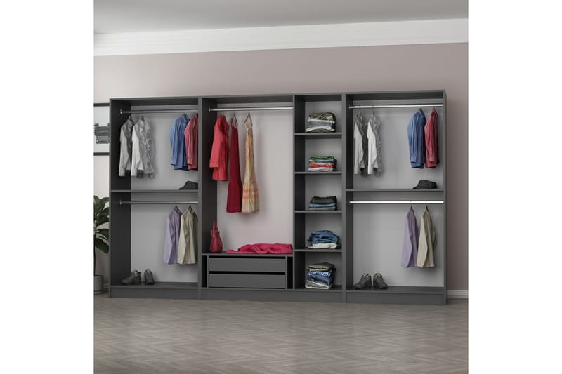 Fruitland Garderob 315 cm - Antracit - Förvaring - Klädförvaring - Garderob & garderobssystem