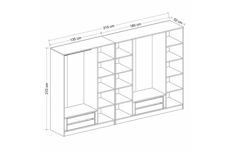 Fruitland Garderob 315 cm - Antracit - Förvaring - Klädförvaring - Garderob & garderobssystem