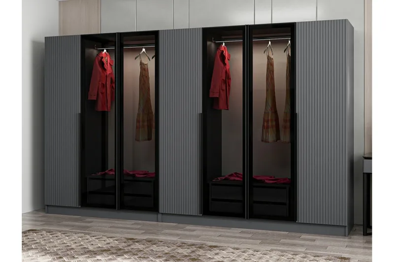 Fruitland Garderob 315 cm - Antracit - Förvaring - Klädförvaring - Garderob & garderobssystem