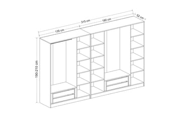 Fruitland Garderob 315 cm - Ek - Förvaring - Klädförvaring - Garderob & garderobssystem