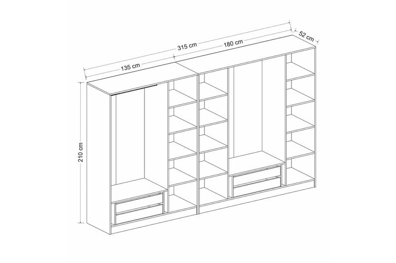 Fruitland Garderob 315 cm - Ek - Förvaring - Klädförvaring - Garderob & garderobssystem
