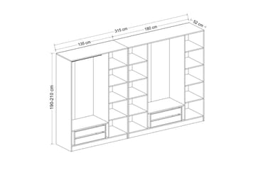 Fruitland Garderob 315 cm - Ek - Förvaring - Klädförvaring - Garderob & garderobssystem