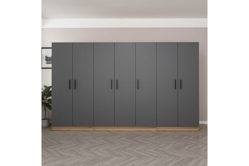 Fruitland Garderob 315 cm - Grå/Brun - Förvaring - Klädförvaring - Garderob & garderobssystem