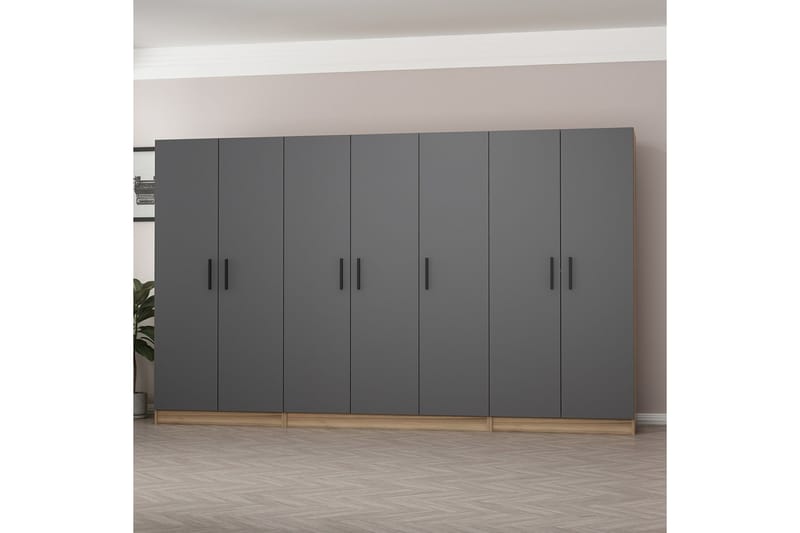 Fruitland Garderob 315 cm - Grå/Brun - Förvaring - Klädförvaring - Garderob & garderobssystem