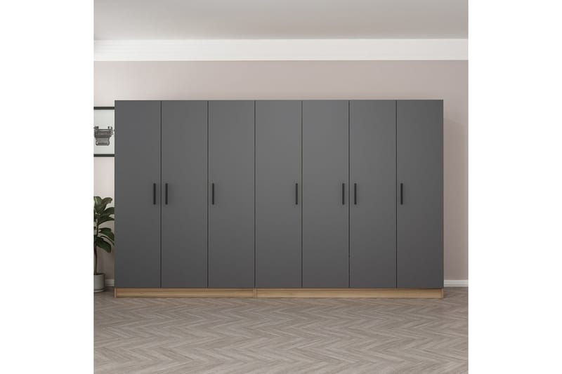 Fruitland Garderob 315 cm - Grå/Brun - Förvaring - Klädförvaring - Garderob & garderobssystem
