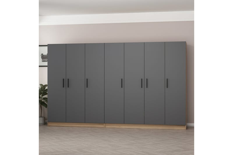 Fruitland Garderob 315 cm - Grå/Brun - Förvaring - Klädförvaring - Garderob & garderobssystem