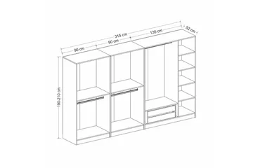 Fruitland Garderob 315 cm - Vit - Förvaring - Klädförvaring - Garderob & garderobssystem