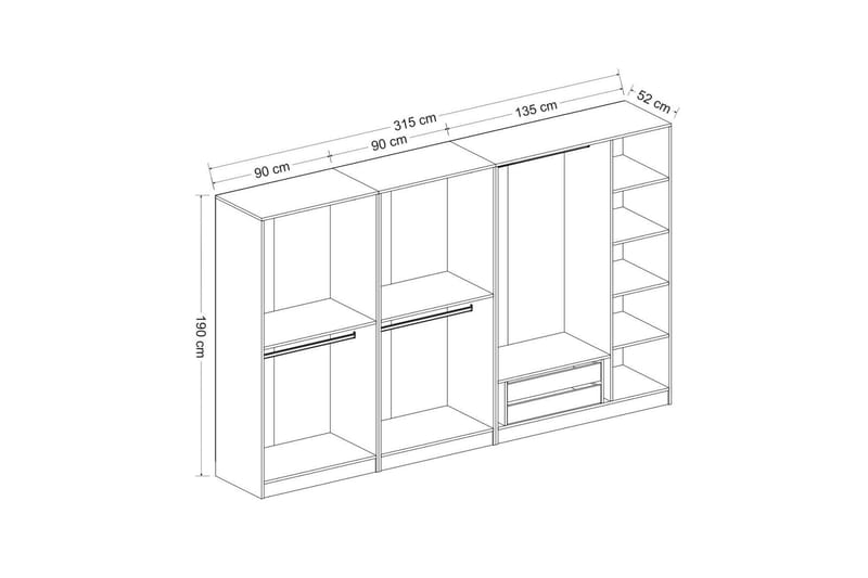 Fruitland Garderob 315 cm - Vit - Förvaring - Klädförvaring - Garderob & garderobssystem