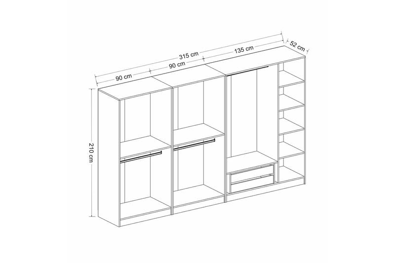 Fruitland Garderob 315 cm - Vit - Förvaring - Klädförvaring - Garderob & garderobssystem